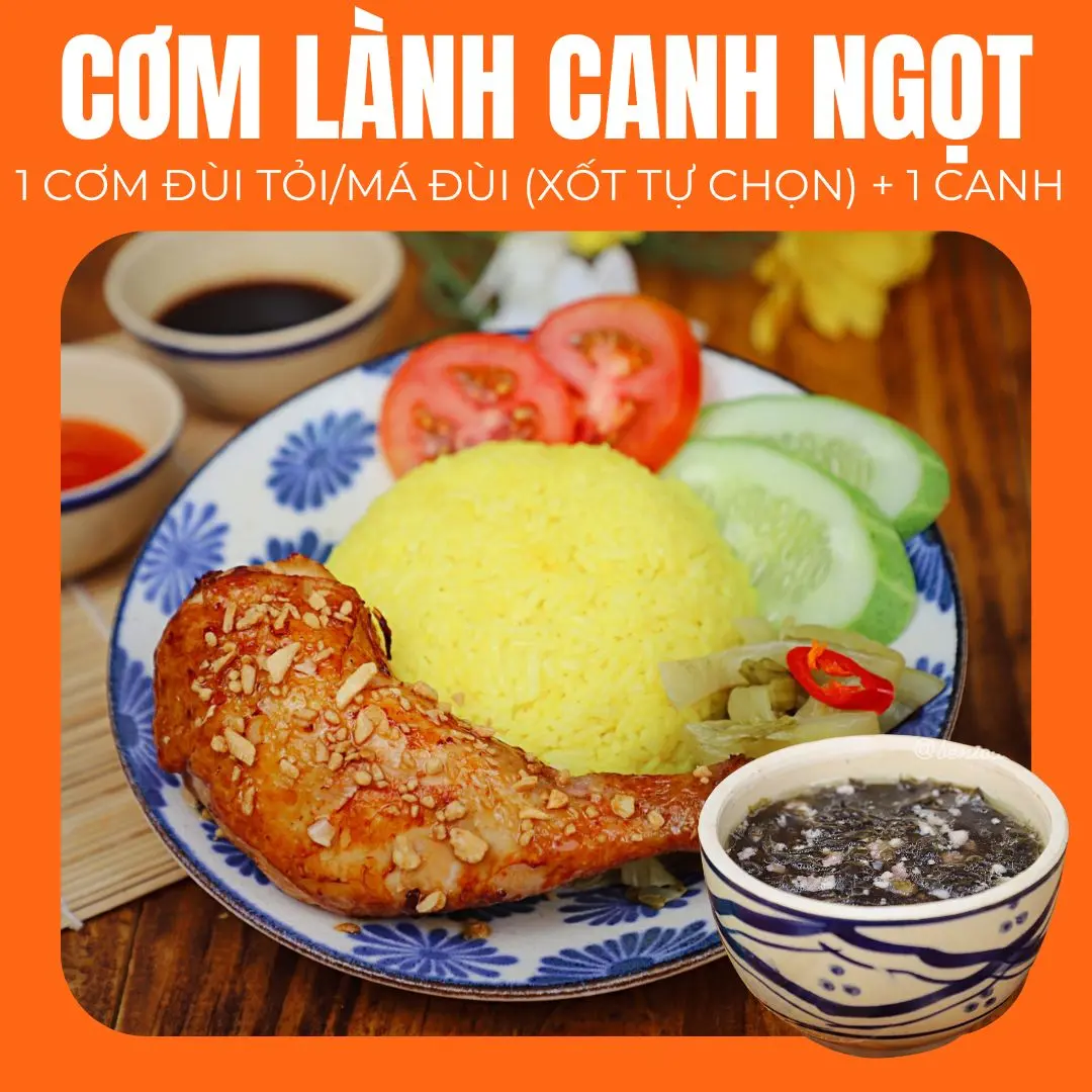 Hình ảnh 1 Cơm Đùi Tỏi/Má Đùi (Xốt Tự Chọn) + 1 Canh Rong Biển