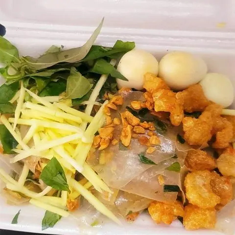 Hình ảnh Bánh tráng phơi sương mỡ hành tóp mỡ 