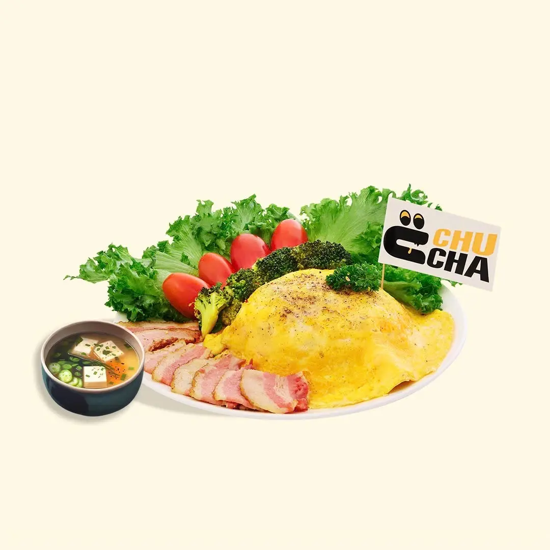 Hình ảnh CƠM CHIÊN PHỦ TRỨNG BA RỌI XÔNG KHÓI + SOUP MISO