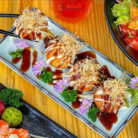 Hình ảnh takoyaki 4 pieces/Takoyaki 4 viên (full topping) kèm sốt