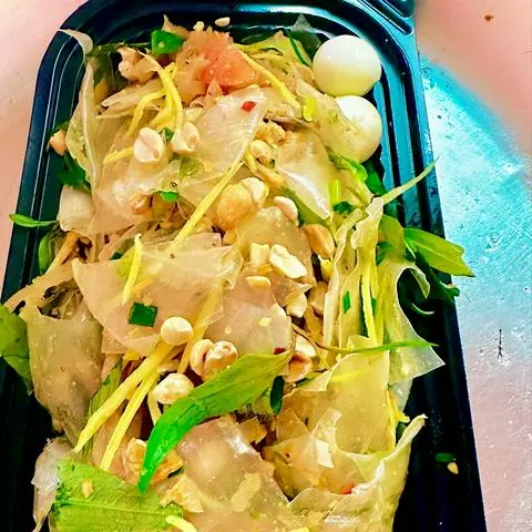 Hình ảnh Bánh tráng ps trộn nêm +tré+ trứng cút