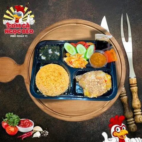 Hình ảnh Cơm má đùi gà chiên + canh rong biển
