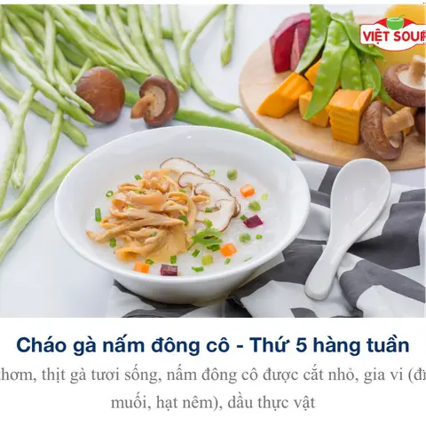 Hình ảnh cháo gà hầm nấm đông cô 