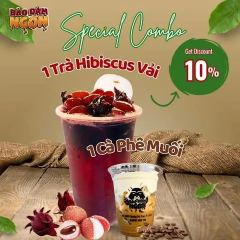 Hình ảnh COMBO 1 Trà Hibiscus Vải + 1 Cà Phê Muối Size S