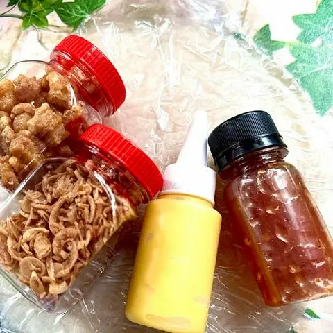 Hình ảnh set 200gr bánh tròn phơi sương hành phi tóp mỡ bơ chai sốt tắc
