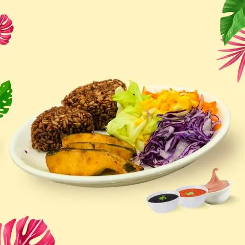 Hình ảnh Cơm gạo lứt + cá fillet đút lò