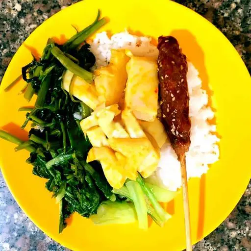 Hình ảnh Cơm rau xào nem nướng