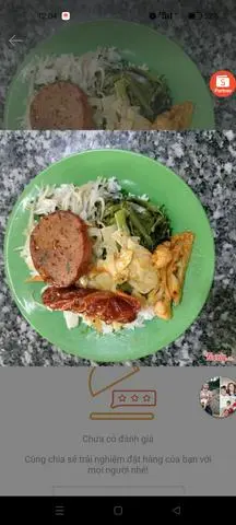 Hình ảnh cơm rau chả nấm+xúc xích