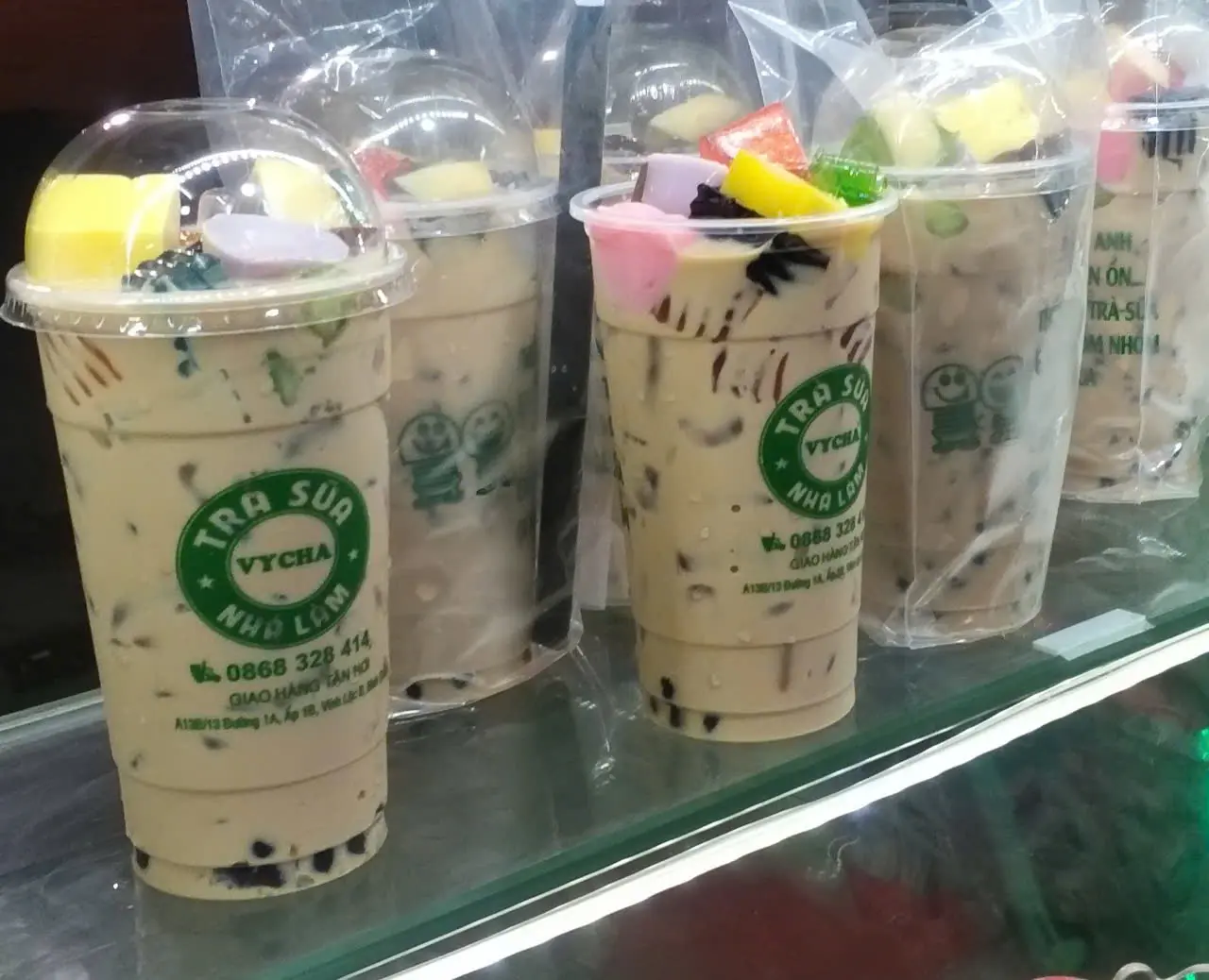 Hình ảnh trà sữa full topping+plan 