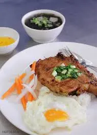 Hình ảnh Cơm Tấm Nem Nướng + Bì + Ốp La Thêm