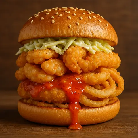 Hình ảnh Burger Mandu Sốt Kem Rau Mùi
