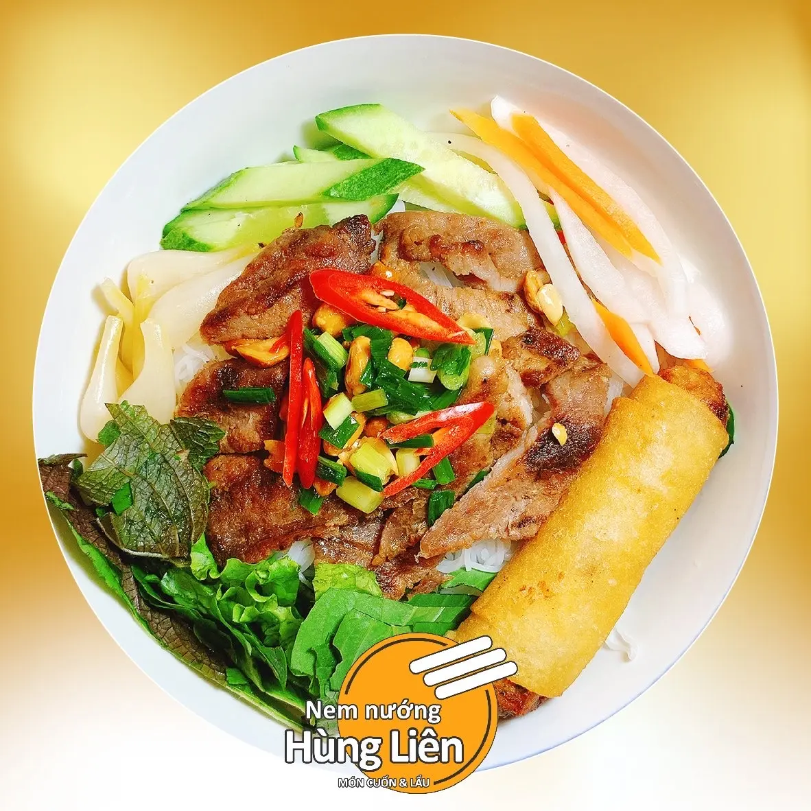 Hình ảnh Bún thịt nướng mật ong + chả giò