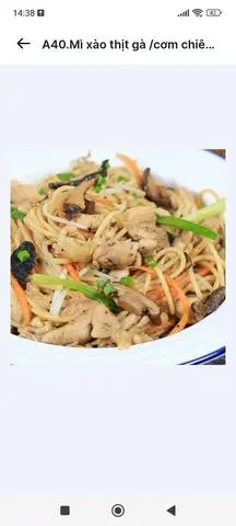 Hình ảnh A38.Mì xào thịt heo/cơm chiên/mì gói xào -豬肉炒麵/炒飯/炒泡麵