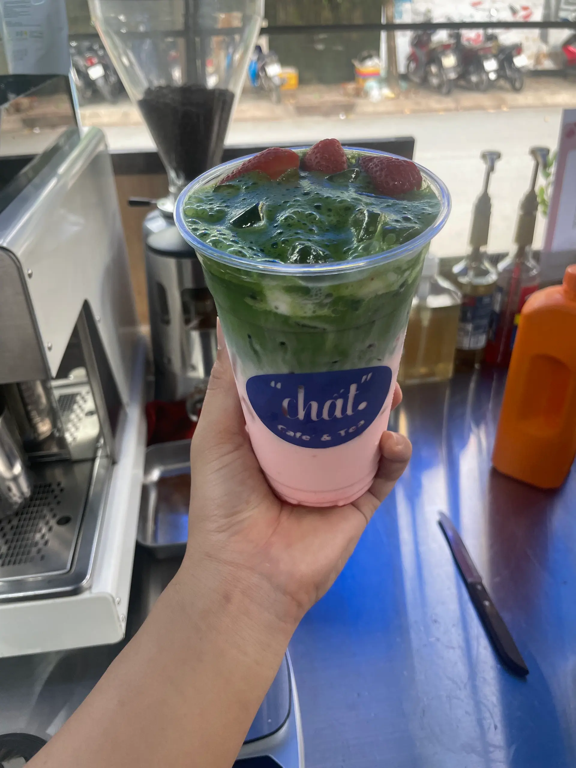Hình ảnh Matcha latte đào