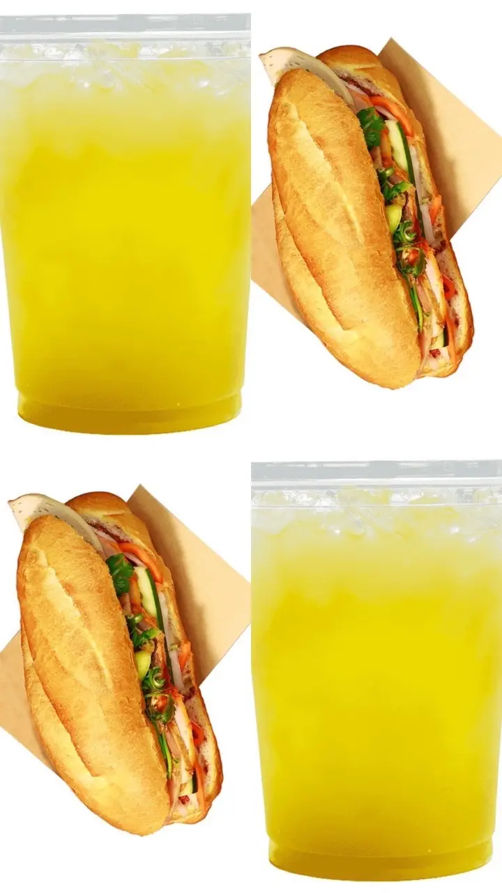Hình ảnh Bánh mì thịt chả + nước mía 