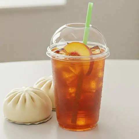 Hình ảnh Combo trà đào 700ml + bánh bao thịt