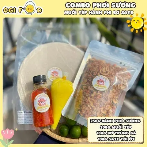 Hình ảnh Combo Bánh Tráng Phơi Sương Muối Hành Bơ Lớn Sa Tế Tỏi Ớt