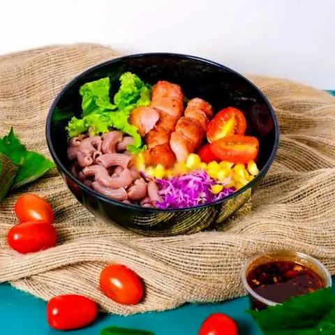 Hình ảnh Combo nui gạo lứt nem nướng - nước mát
