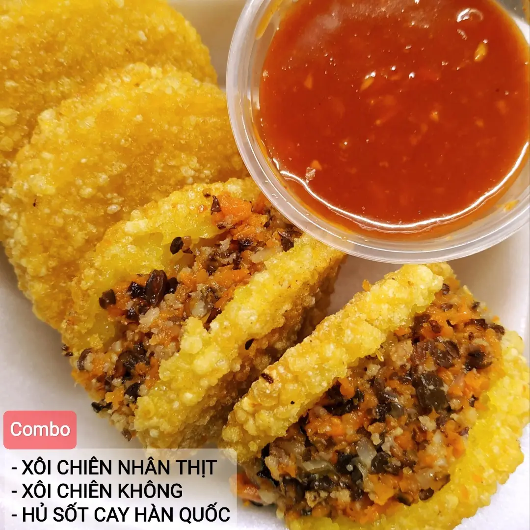 Hình ảnh Combo 3 Xôi Chiên Thịt + 2 Xôi Không Nhân + Hũ Sốt