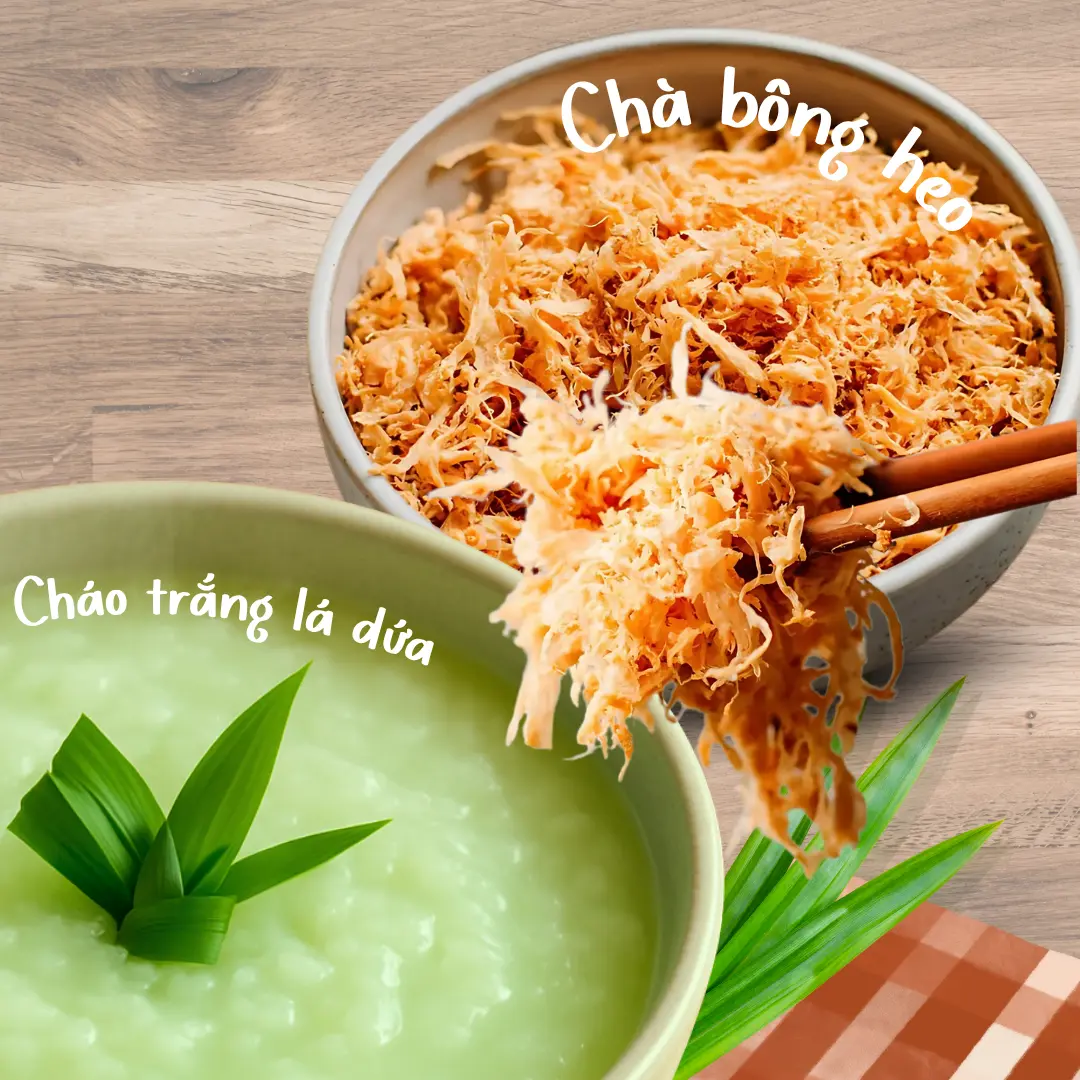 Hình ảnh Cháo Trắng Lá Dứa + Chà Bông Heo