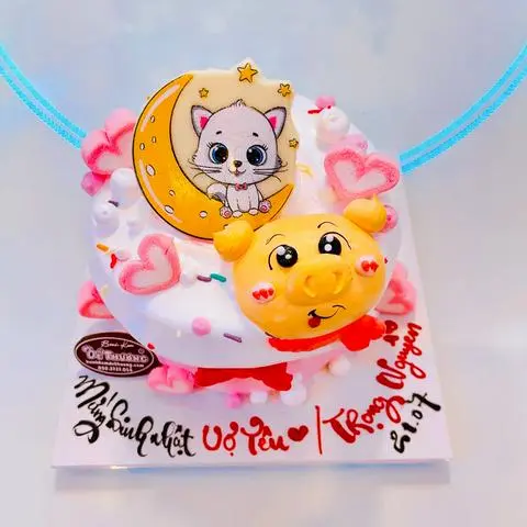Hình ảnh bánh kem mini mèo con heo con