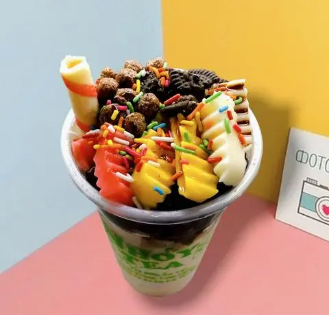 Hình ảnh Milo Dầm Kem Flan(Full Topping/ Ly 1 Lít)