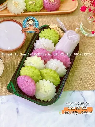 Hình ảnh 1hộp - 10 Bánh Bò Rễ Tre + cốt dừa 