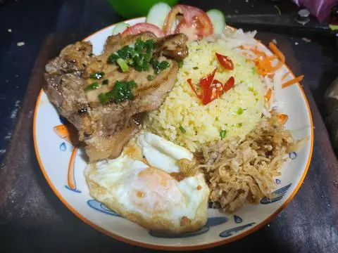 Hình ảnh Cơm chiên sườn nướng mật ong +  opla