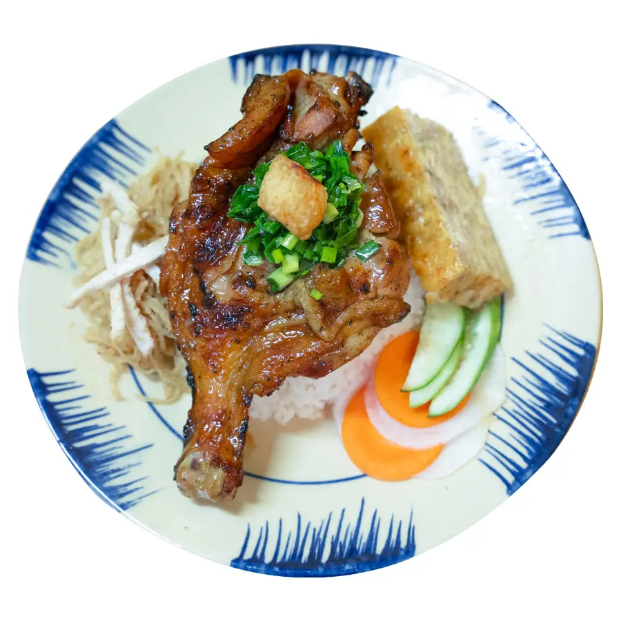 Hình ảnh Cơm đùi gà tháo khớp nướng mật ong kèm 2 món