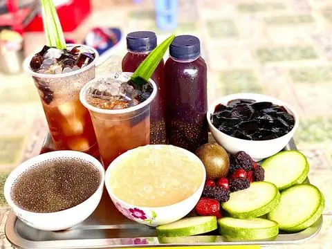 Hình ảnh Trà sâm bí đao hạt chia trân châu trắng