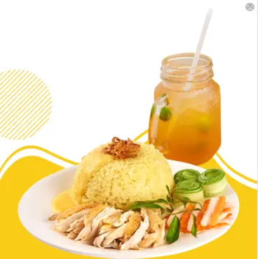 Hình ảnh Combo cơm gà xé - trà đào tắc