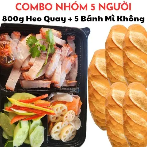 Hình ảnh Combo 800g Heo quay + 5 Bánh mì không