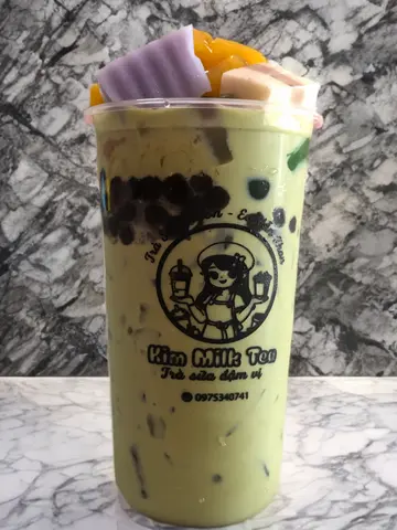 Hình ảnh Trà sữa thái xanh full topping size L