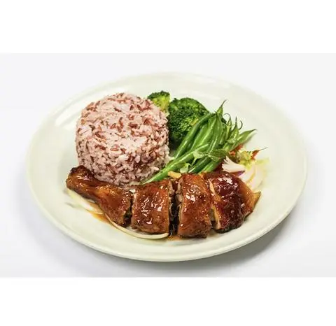 Hình ảnh Lunch box 3 - Gà quay sốt nước mắm cơm gạo lứt Súp nấm hải vi