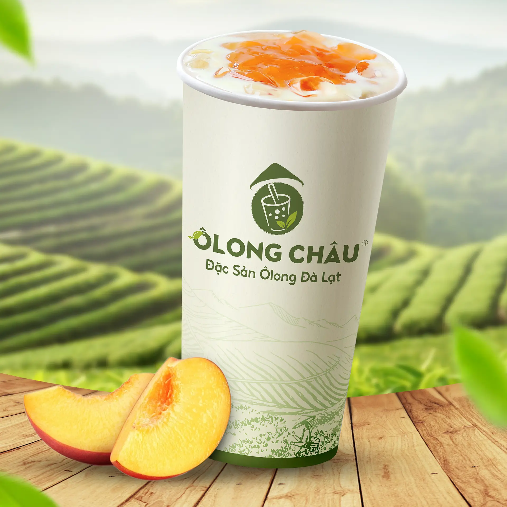 Hình ảnh Trà ô long đào sữa tươi thượng hạng