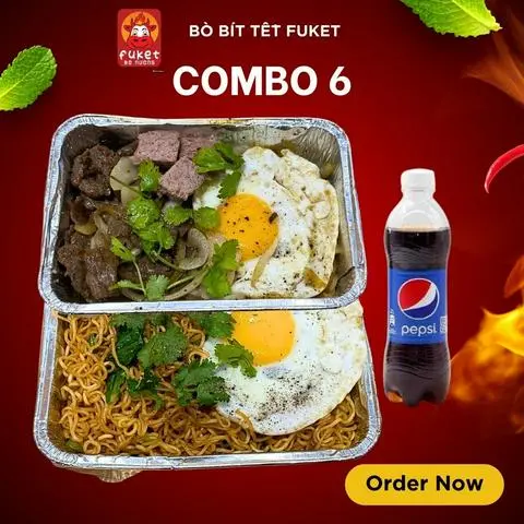 Hình ảnh Combo 6 - bò bít tết pate trứng - mì xào trứng - 1 pepsi