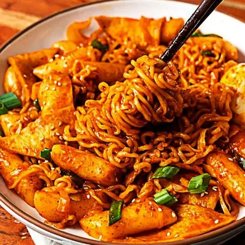 Hình ảnh Mì Trộn Tokbokki (Bánh Gạo) Chả Cá