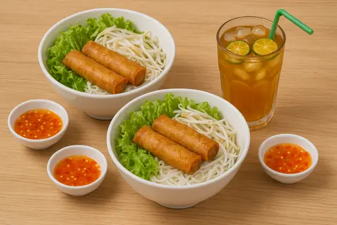 Hình ảnh Combo 2 Bún Chả Giò Rế chiên giòn tặng kèm  Nước tự chọn