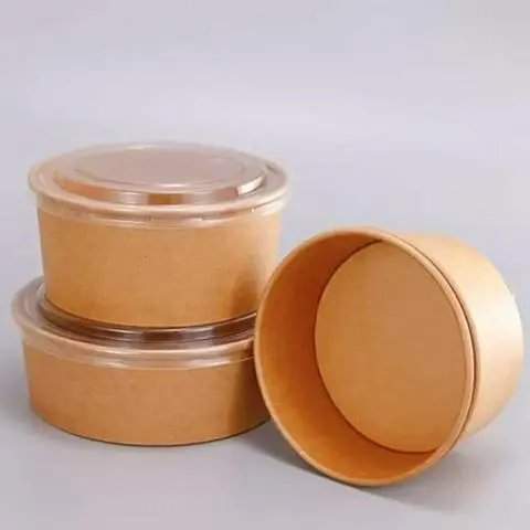 Hình ảnh 50 Tô Giấy Kraft 750ml Kèm Nắp Trong Suốt,Hộp Giấy Nâu Đựng Cơm...Nướng Bánh