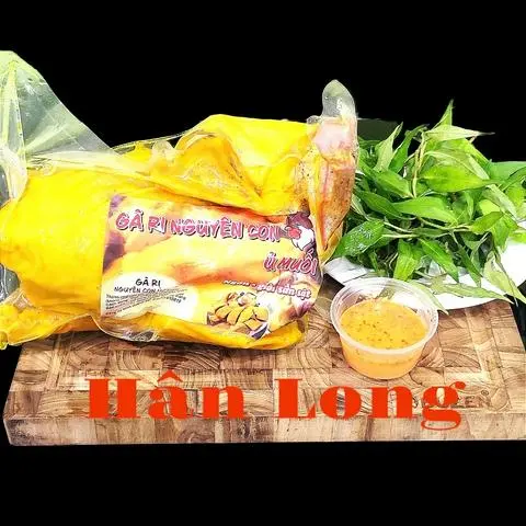 Hình ảnh Gà RI (GÀ TA) size lớn ủ muối nguyên con loại 1+ dưa Leo, Nước Chấm, rau răm
