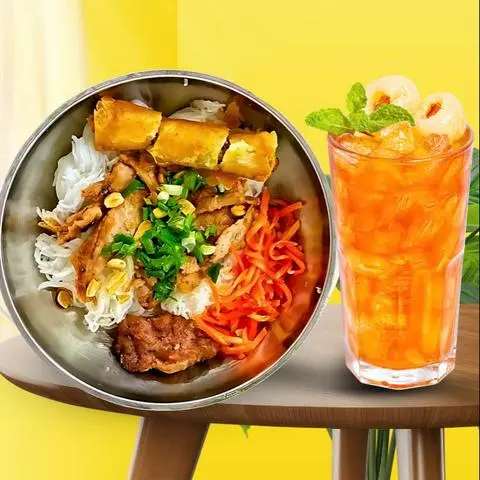 Hình ảnh Combo Bún Thịt Nướng ĐB Full Topping + Ly Trà Tắc