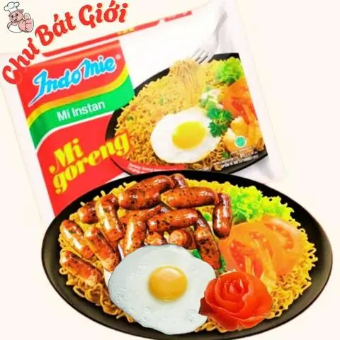 Hình ảnh Mì Trộn Indo Chả Bò Cuộn Lá Lốt Chiên + Trứng