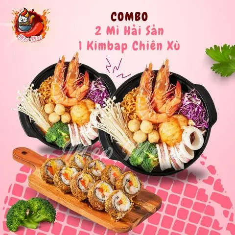 Hình ảnh 2 Mì cay Hải Sản + 1 Kimbap Chiên Xù