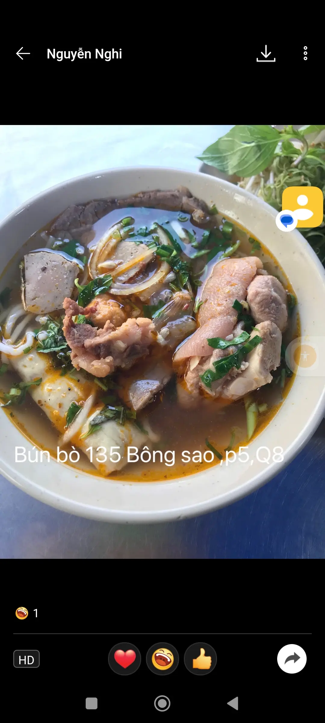 Hình ảnh bún bò đầy đủ không giò