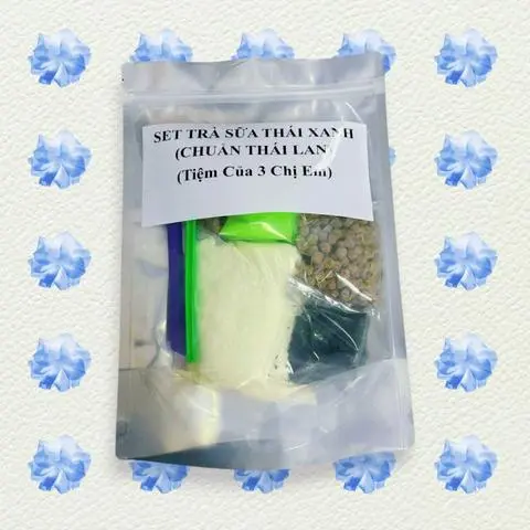 Hình ảnh Set Trà Sữa Thái Xanh (25 - 40 Ly) Tặng Pudding, Muỗng, Ống Hút Tiệm 3 Chị Em