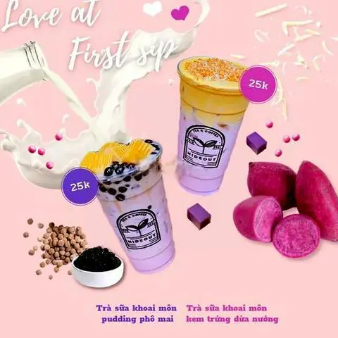 Hình ảnh Trà sữa khoai môn pudding trứng