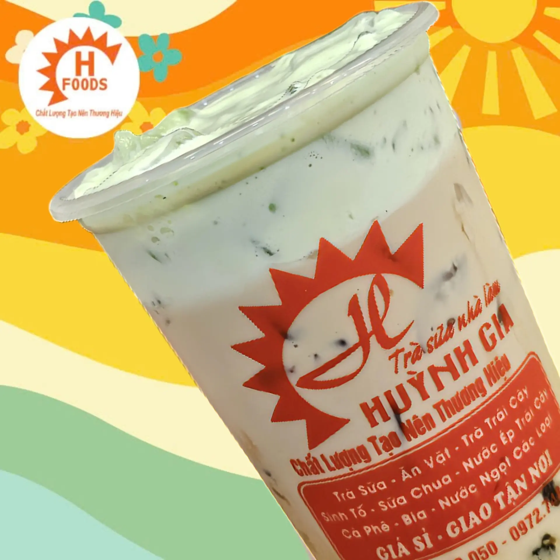 Hình ảnh Trà Sữa Kem Phô Mai Lá Dứa ly 700ml