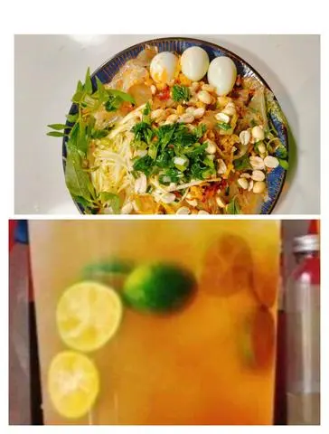 Hình ảnh Combo 2 - bánh tráng trộn phơi sương mỡ hành - trà tắc