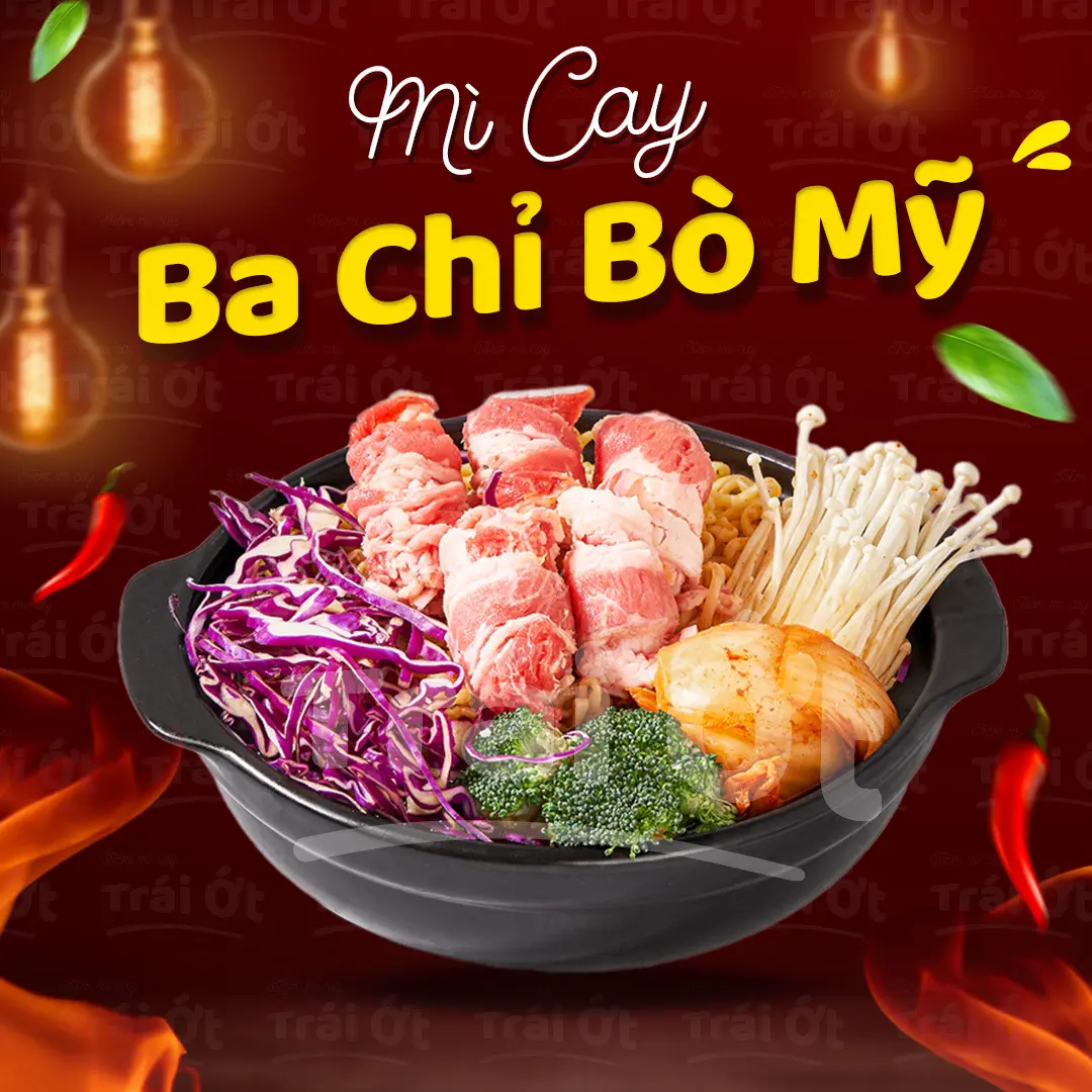 Hình ảnh Mì Cay Ba Chỉ Bò Mỹ
