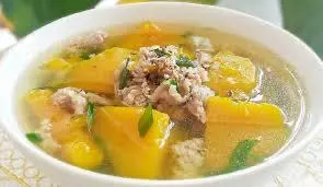 Hình ảnh Canh bí đỏ thịt - chén